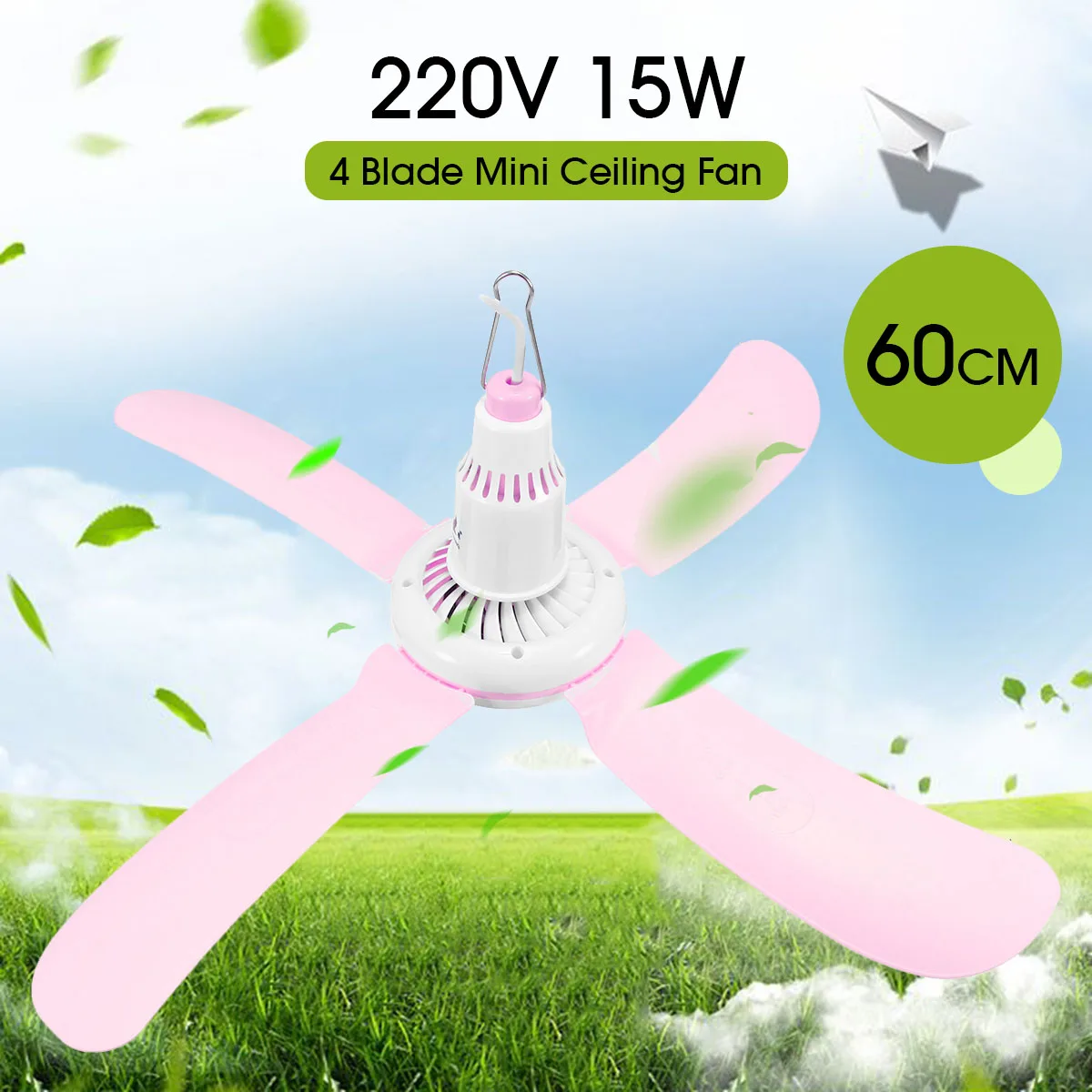 

15W 220V 4 Leaves Silent Mini Ceiling Fan Anti mosquito With Switch for Household Dormitory Student Summer cooler Energy Saving