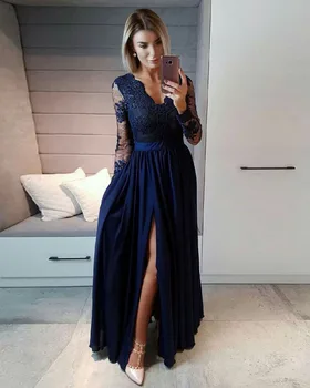 2019 Ruby Bridal Vestidos De Noite A-line Long Navy Blue Evening Dresses Sexy Long Sleeves Party Prom Gown P956
2019 Ruby Bridal Vestidos De Noite A-line Long Navy Blue Evening Dresses Sexy Long Sleeves Party Prom Gown P956