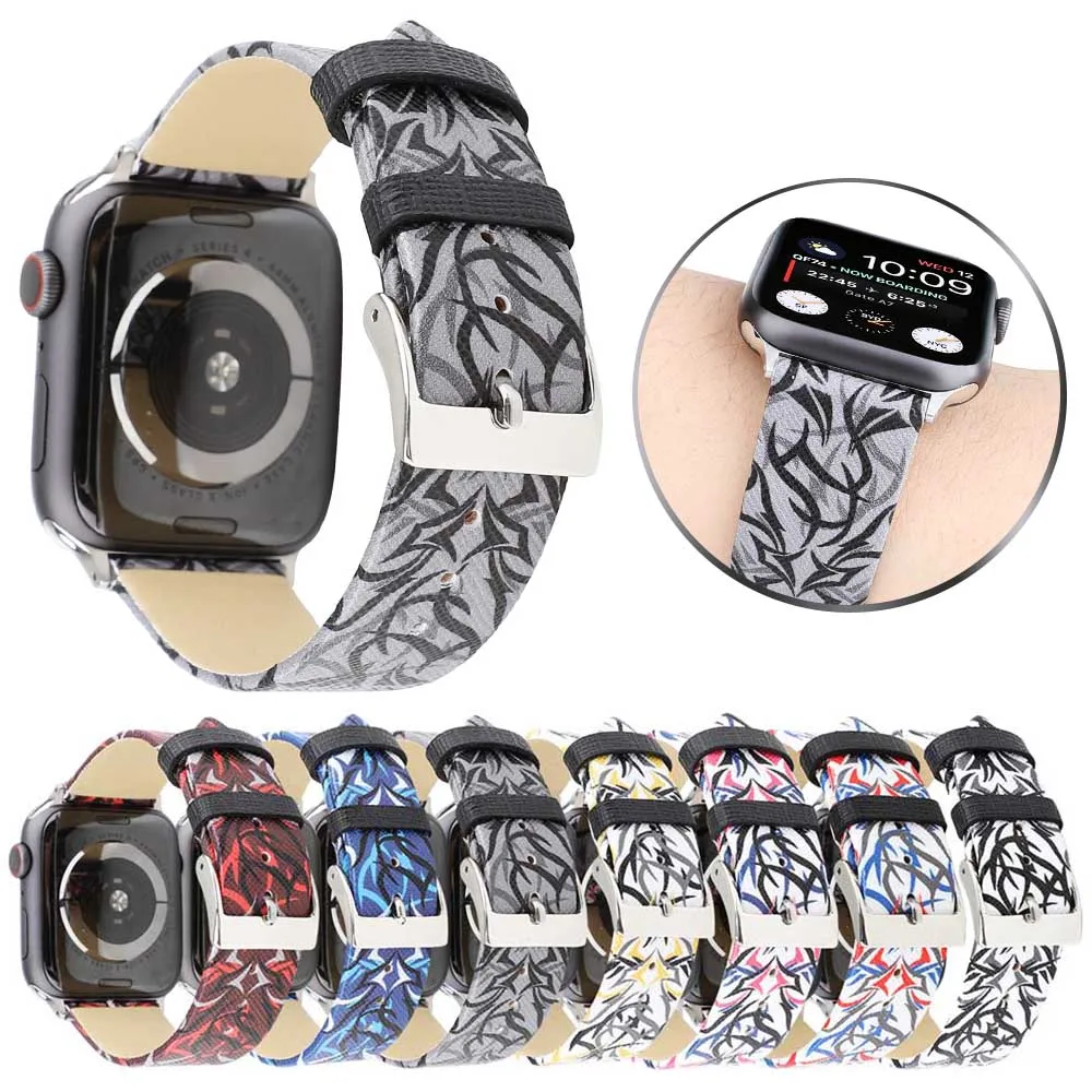 New Design Leather Strap for Apple Watch 40/44/38/42mm Band Thorny Print Style Bracelet Series 5 4 3 2 1 Men/Women Wrist Belt
New Design Leather Strap for Apple Watch 40/44/38/42mm Band Thorny Print Style Bracelet Series 5 4 3 2 1 Men/Women Wrist Belt