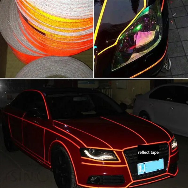 

50pcs/lot Car 5Mx2cm Safety Warning Reflective Strips Sticker For Nightlight Decorative Bar Body Reflections Article