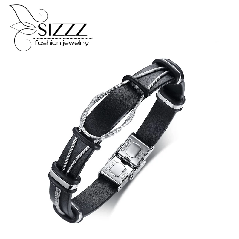 SIZZZ 21.5CM Long Stainless steel weia black color Leather Bracelets&bangles for men
SIZZZ 21.5CM Long Stainless steel weia black color Leather Bracelets&bangles for men