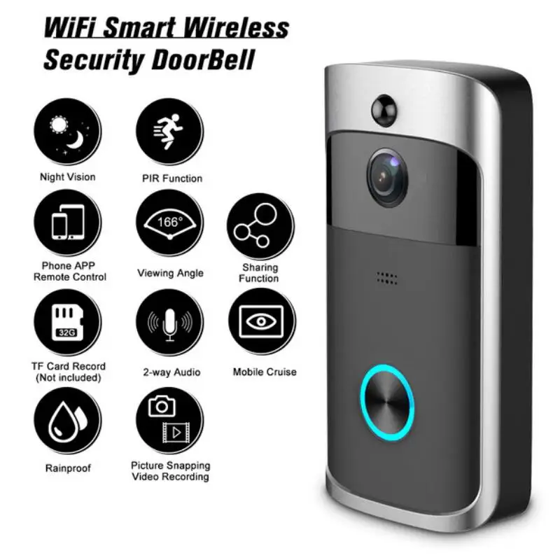 WiFi Smart Wireless Security DoorBell Smart 720P Visual Intercom Recording Video Door Phone Remote Home Monitoring Night Vision
WiFi Smart Wireless Security DoorBell Smart 720P Visual Intercom Recording Video Door Phone Remote Home Monitoring Night Vision