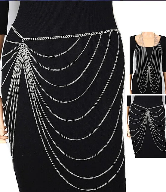 Fashion multilayer silver chain waist chain women exaggerated skirt decoration sexy bikini body chain belts female 2017
Fashion multilayer silver chain waist chain women exaggerated skirt decoration sexy bikini body chain belts female 2017