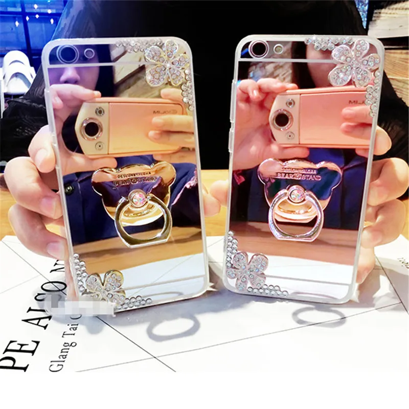 Cases For iPhone 4 4S 5 5S SE 6 6S 7 PIus Case Cover Soft TPU Diamond Metal Mirror Cartoon Ring Stand Bear Phone Back Cover Capa
Cases For iPhone 4 4S 5 5S SE 6 6S 7 PIus Case Cover Soft TPU Diamond Metal Mirror Cartoon Ring Stand Bear Phone Back Cover Capa