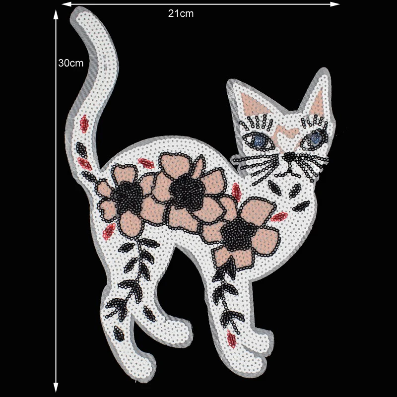 Cat sequins patch Iron On vintage embroidered fabric applique Sweater Jacket T-shirt coat decoration patches sewing NL096
Cat sequins patch Iron On vintage embroidered fabric applique Sweater Jacket T-shirt coat decoration patches sewing NL096