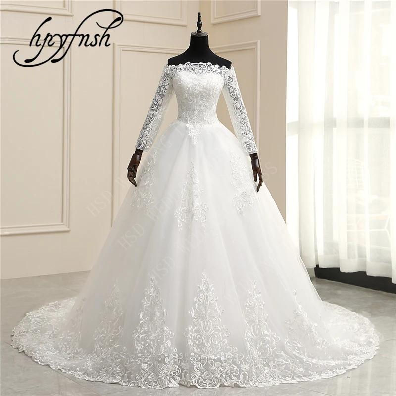 Luxury Lace 100cm Train Wedding Dresses Embroidery Ball Gowns Off White Ivory Boat Neck off shoulder Full Sleeve Tulle Bridal 70
Luxury Lace 100cm Train Wedding Dresses Embroidery Ball Gowns Off White Ivory Boat Neck off shoulder Full Sleeve Tulle Bridal 70