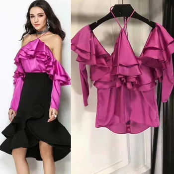 2018 The new halter strap crop top sexy bare shoulder design tops elegant and charming satin top vadim lace top women halter top
2018 The new halter strap crop top sexy bare shoulder design tops elegant and charming satin top vadim lace top women halter top