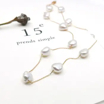 8-9mm Baroque White Real Freshwater Keshi Pearl Necklace 18k Yellow Gold 16.5"
8-9mm Baroque White Real Freshwater Keshi Pearl Necklace 18k Yellow Gold 16.5"