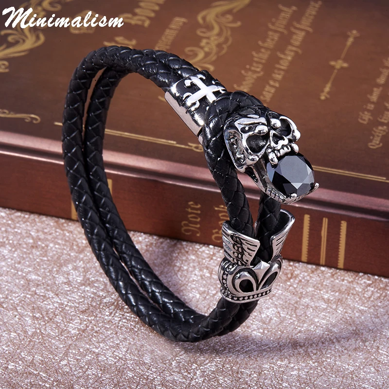 MINIMALISM Knot Bracelet for Men 2018 Wristband Stainless Steel Bracelet Black Braided Genuine Leather
MINIMALISM Knot Bracelet for Men 2018 Wristband Stainless Steel Bracelet Black Braided Genuine Leather