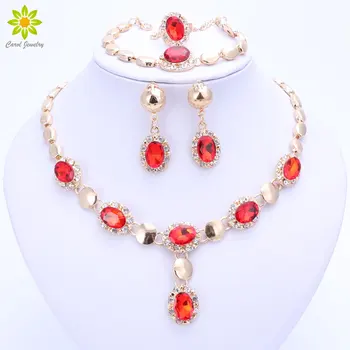 Trendy African Beads Jewelry Sets For Women Crystal Necklace Bracelet Earrings Set Gold Color Pendant Wedding Dress Accessories
Trendy African Beads Jewelry Sets For Women Crystal Necklace Bracelet Earrings Set Gold Color Pendant Wedding Dress Accessories