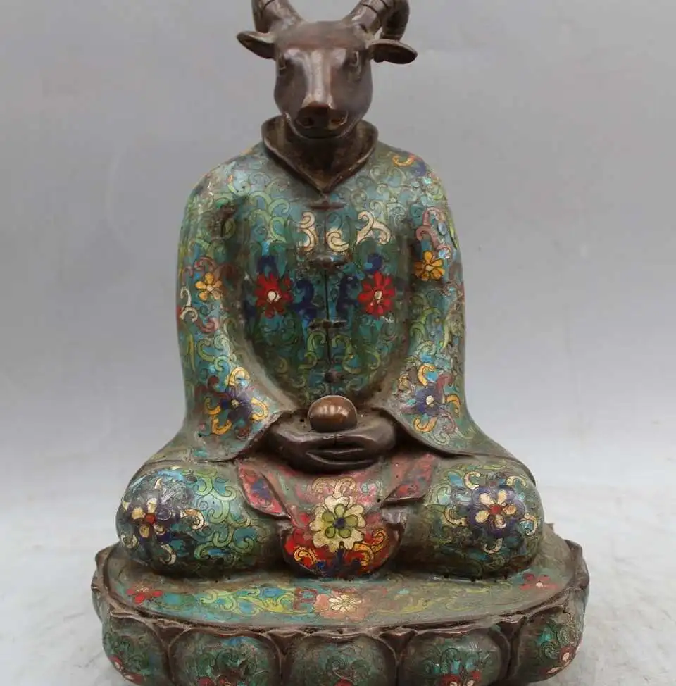 11" China Chinese Folk Fengshui Bronze Cloisonne Zodiac Year Sheep Statue sculpt
11" China Chinese Folk Fengshui Bronze Cloisonne Zodiac Year Sheep Statue sculpt