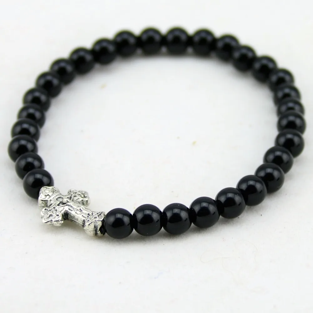Tibetan silver cross bracelets Catholic Jesus Bracelet with 6mm Black onyx stone beads Easter Christ
Tibetan silver cross bracelets Catholic Jesus Bracelet with 6mm Black onyx stone beads Easter Christ
