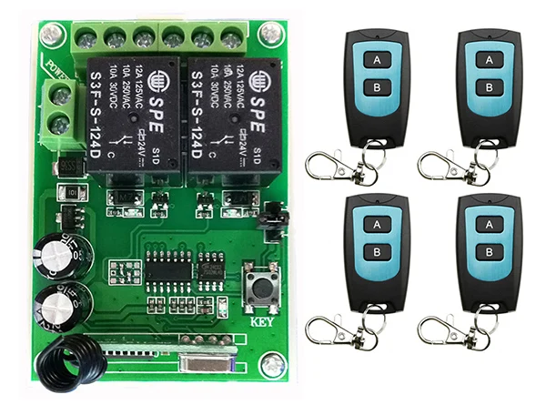 DC24V 2CH Radio Controller RF Wireless Relay Remote Control Switch 315 MHZ 433 MHZ Transmitter+1 Receiver /lamp/ window
DC24V 2CH Radio Controller RF Wireless Relay Remote Control Switch 315 MHZ 433 MHZ Transmitter+1 Receiver /lamp/ window
