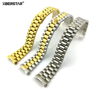 XBERSTAR 20mm Gold Silver Watch Band Strap Solid Stainless Steel Curved End President style Bracelet Watchbands 180mm Length
XBERSTAR 20mm Gold Silver Watch Band Strap Solid Stainless Steel Curved End President style Bracelet Watchbands 180mm Length