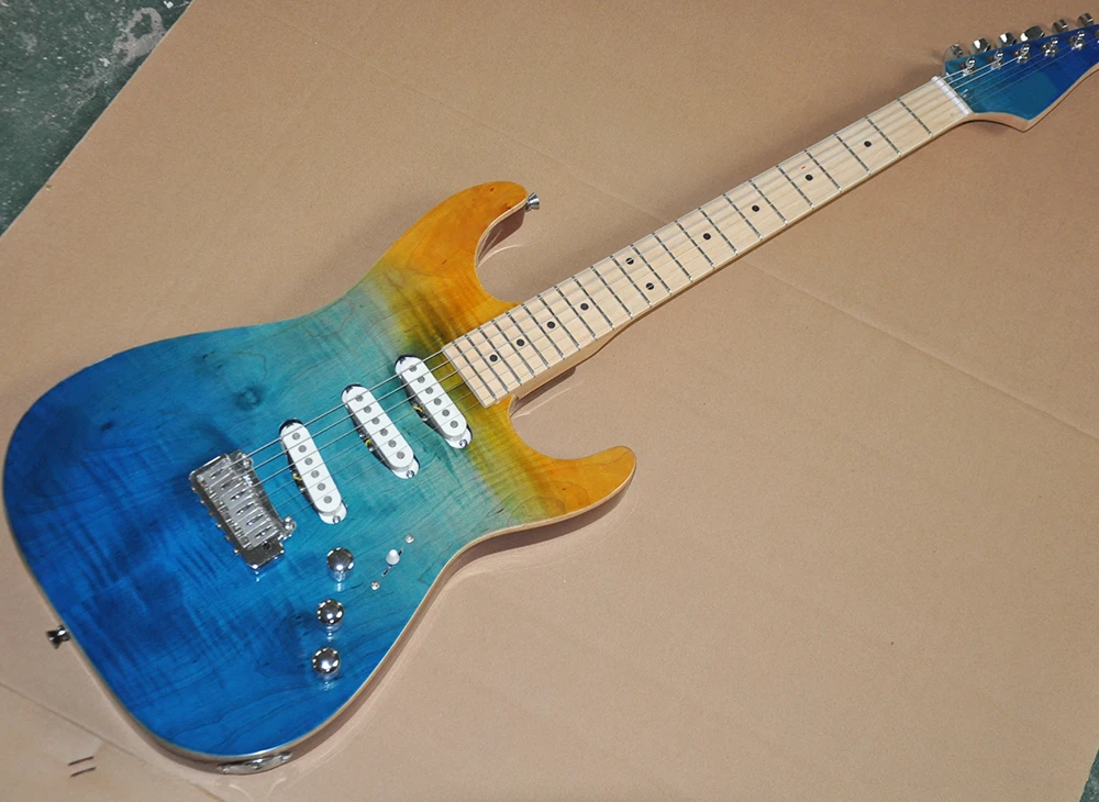Gradient Electric Guitar with SSS Pickups,Maple Fingerboard,Flame Maple Veneer,offering customized services
Gradient Electric Guitar with SSS Pickups,Maple Fingerboard,Flame Maple Veneer,offering customized services