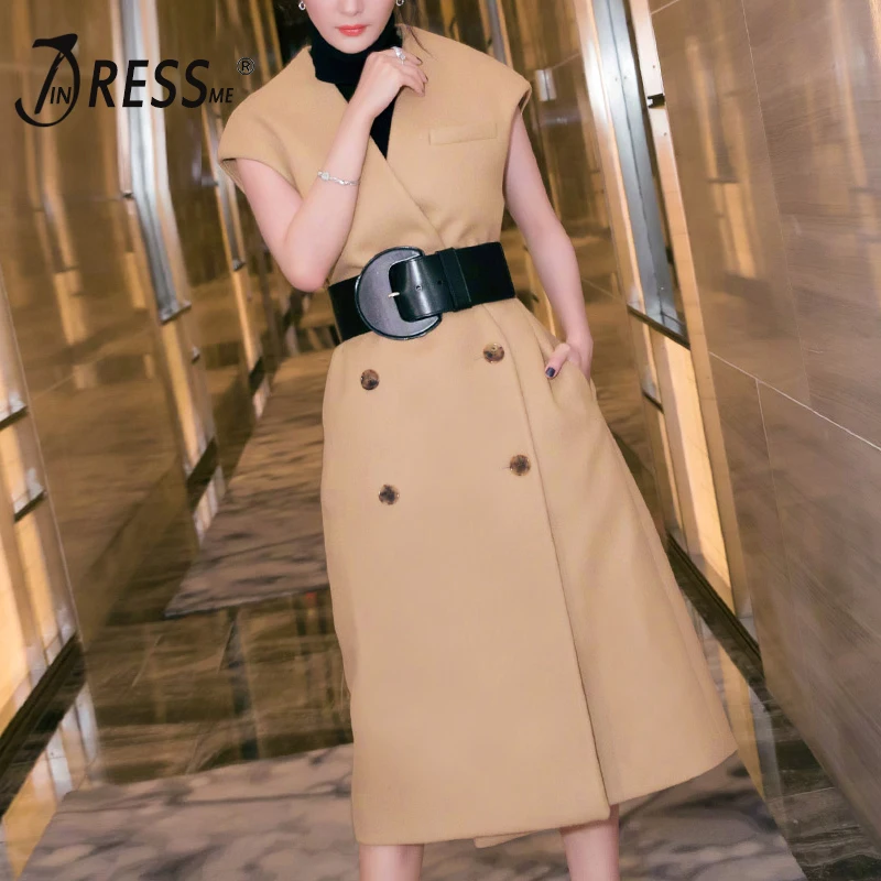 INDRESSME Casual Streetwear Women Lady Long Trench Sexy Deep V Sleeveless Double Breasted Fashion Women Coat Clearance 2018
INDRESSME Casual Streetwear Women Lady Long Trench Sexy Deep V Sleeveless Double Breasted Fashion Women Coat Clearance 2018