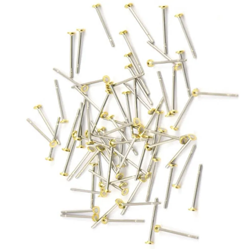 100pc.. - 202L Stainless Steel Earring Posts and Raw Brass Flat Pad, Studs.1.6mm--BS 2227
100pc.. - 202L Stainless Steel Earring Posts and Raw Brass Flat Pad, Studs.1.6mm--BS 2227