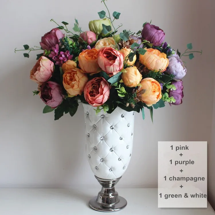 artificial silk flowers European 1 Bouquet Peony (18)