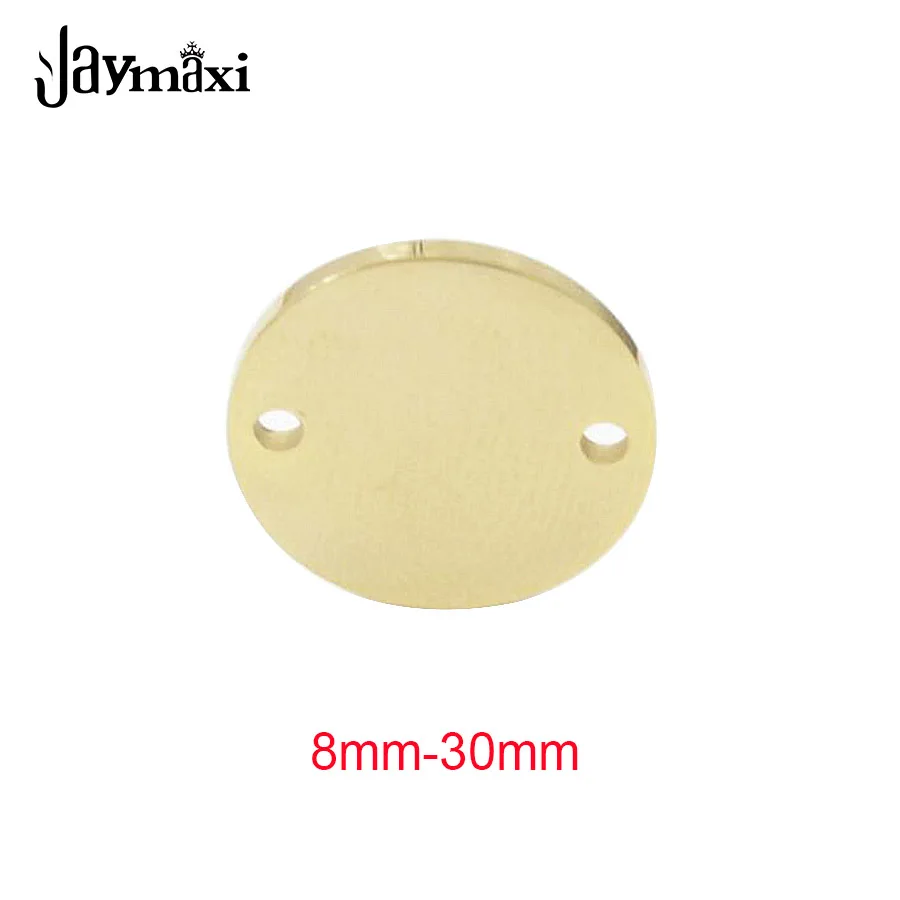 Фото Jaymaxi 8mm-30mm Charm Custom Logo Engrave Stainless Steel Round Tag Mirror Polished Connector Gold Color 20Pieces/lot | Украшения и