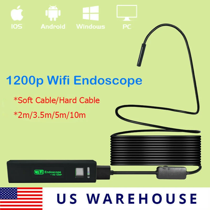 Wifi Endoscope 8mm 1200P HD For Iphone Android Soft Semi Rigid Hard Tube Pipe Snake Camera Inspection Borescope
Wifi Endoscope 8mm 1200P HD For Iphone Android Soft Semi Rigid Hard Tube Pipe Snake Camera Inspection Borescope