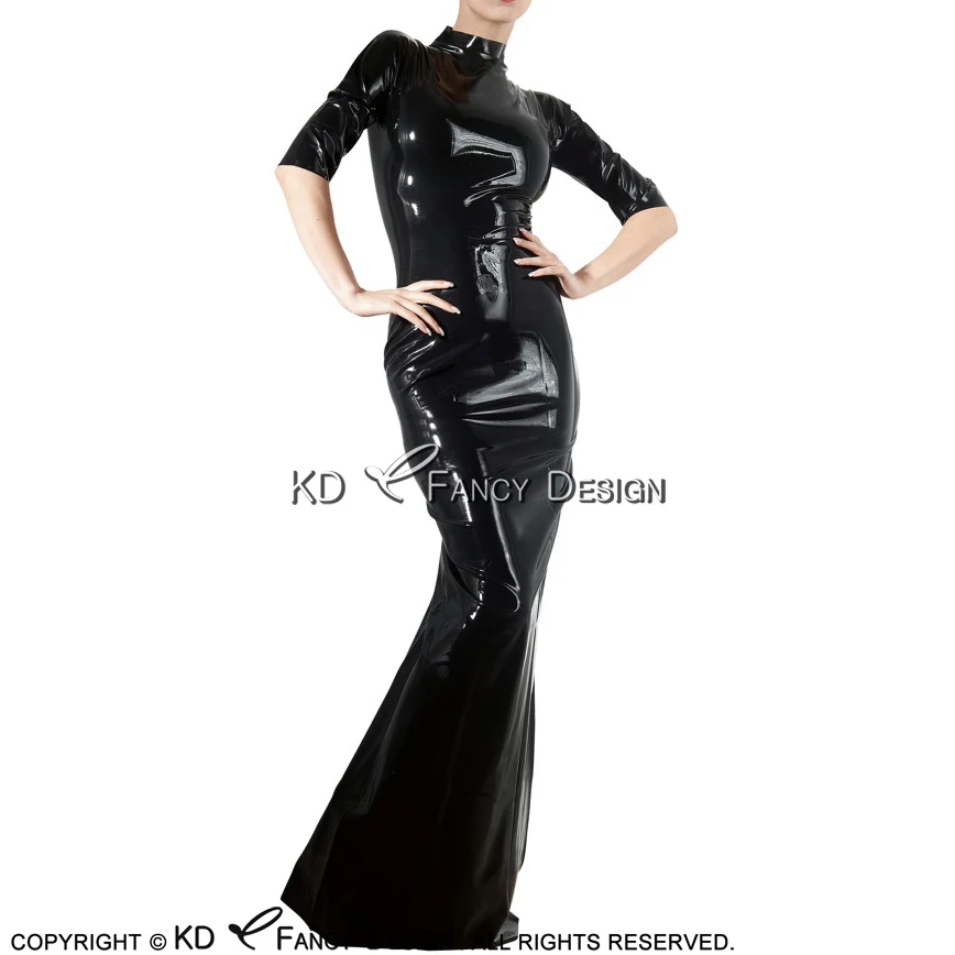 Black Half Sleeves Sexy Latex Gown With High Collar Zipper Back Rubber Dress Bodycon Playsuit LYQ-0112
Black Half Sleeves Sexy Latex Gown With High Collar Zipper Back Rubber Dress Bodycon Playsuit LYQ-0112