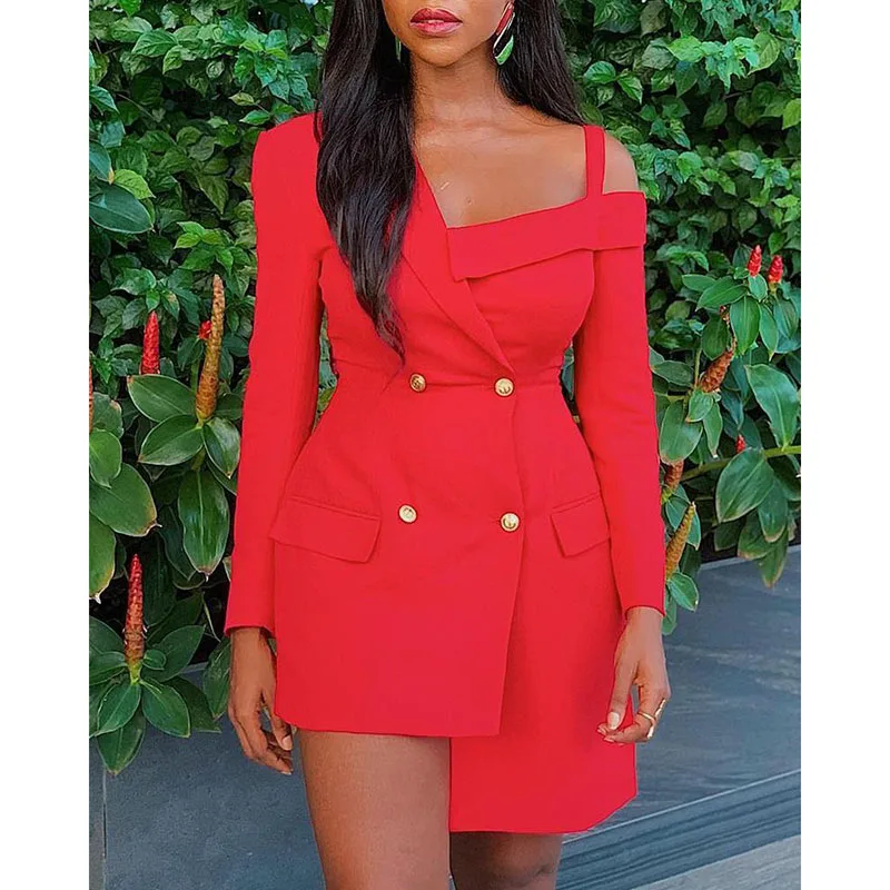Sexy Women Summer Red Irregular Long Sleeve Slim Fit Buttons Off Shoulder Dress Ladies Casual Business Fashion Dress SJ3374E
Sexy Women Summer Red Irregular Long Sleeve Slim Fit Buttons Off Shoulder Dress Ladies Casual Business Fashion Dress SJ3374E