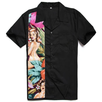 

Hot Sale Camisa Social Masculina Hawaiian Nude Girl Printing Panel Rocknroll Casual XXL Size Charley Harper Inspired Men Shirts