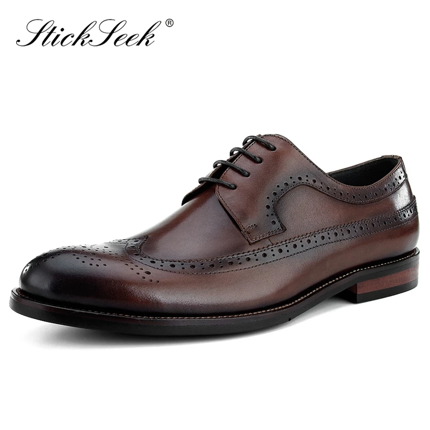 Natural Genuine Leather Formal Dress Carved Wingtip Brogue Shoes Round Derby Handmade Men's Banquet Party Oxford Footwear SK281 
Natural Genuine Leather Formal Dress Carved Wingtip Brogue Shoes Round Derby Handmade Men's Banquet Party Oxford Footwear SK281