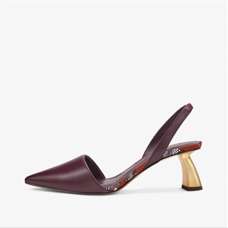 New Party Sandals Woman Solid Sexy Color Burgundy Shallow Pointed Toe Back Strap With Elastic Band Strange Style With Med Heels
New Party Sandals Woman Solid Sexy Color Burgundy Shallow Pointed Toe Back Strap With Elastic Band Strange Style With Med Heels