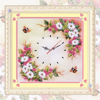 DIY Ribbons Embroidery Flower Clock Decorative Canvas Painting Colored HD Prints Needlework Cross Stitch Kit Home Decor C-0078
DIY Ribbons Embroidery Flower Clock Decorative Canvas Painting Colored HD Prints Needlework Cross Stitch Kit Home Decor C-0078