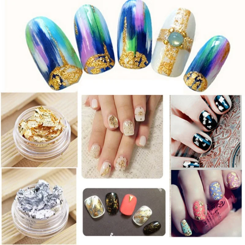 Nail Art Metallic Gold Leaf Silver Foil Nail Art Loose Glitter Flake Sparkles Nail Art Stickers DIY Decoration R1
Nail Art Metallic Gold Leaf Silver Foil Nail Art Loose Glitter Flake Sparkles Nail Art Stickers DIY Decoration R1