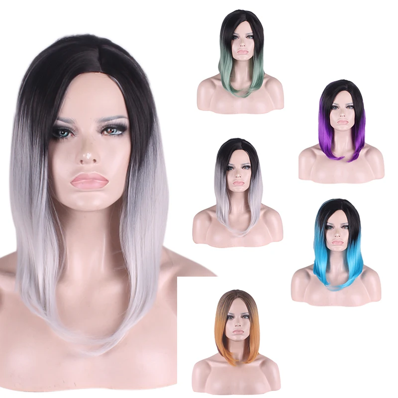 Fashion Charm Women High Quality Gradient BoB Wigs Black Mixed Gray Purple Green Blue Short Two Tone Gradient Wig Free wig cap Fashion Charm Women High Quality Gradient BoB Wigs Black Mixed Gray Purple Green Blue Short Two Tone Gradient Wig Free wig cap<br><br>Aliexpress