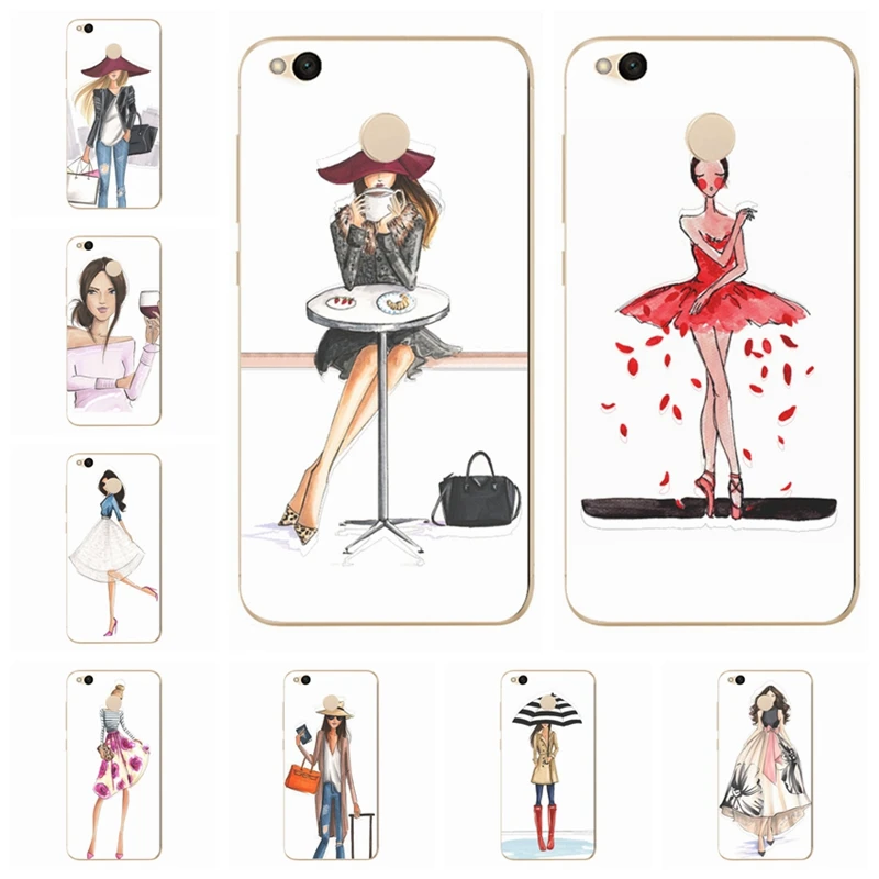 For Xiaomi Redmi 4X Note 3 4 4A Case Covers TPU Back Bags Plastic cute girl Mi A1 Pro Cover X002 | Мобильные телефоны и