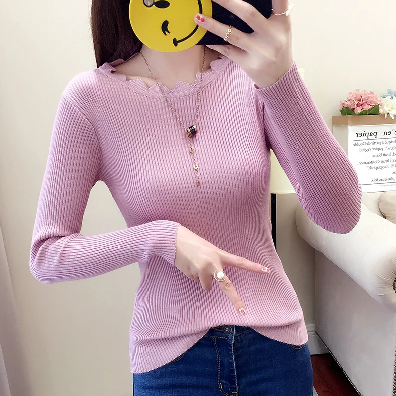 7748 (3 room 8 Row 3) solid color new wave collar collar short bottoming knitted sweater 23
7748 (3 room 8 Row 3) solid color new wave collar collar short bottoming knitted sweater 23
