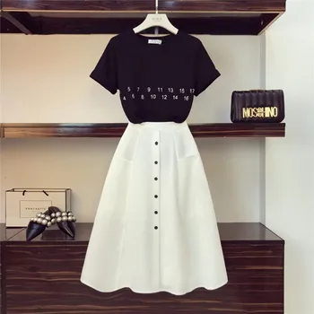 Women Letter T-Shirt+High Waist Button Skirts 2PCS Clothing Set Summer Clothes Suits
Women Letter T-Shirt+High Waist Button Skirts 2PCS Clothing Set Summer Clothes Suits