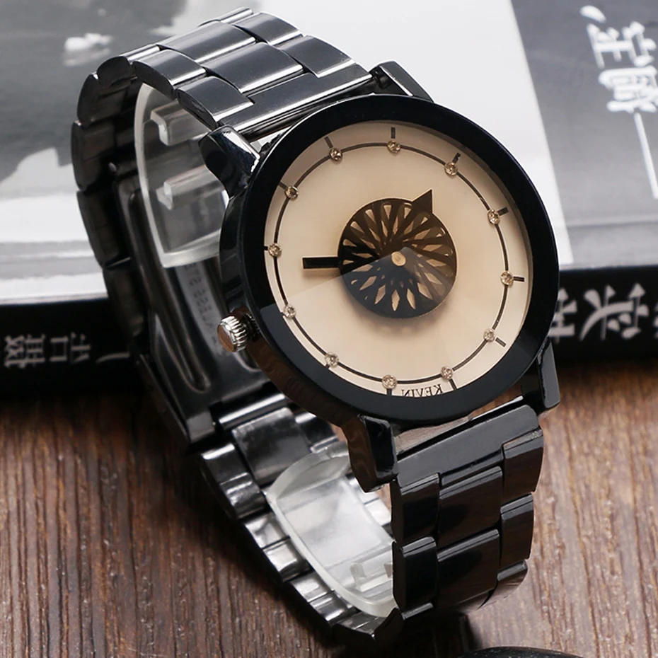 KEVIN Female Wristwatch Creative Double dials Simple Quartz Watch Bronze Stainless Steel Bracelets Women Clock for Parties (10)