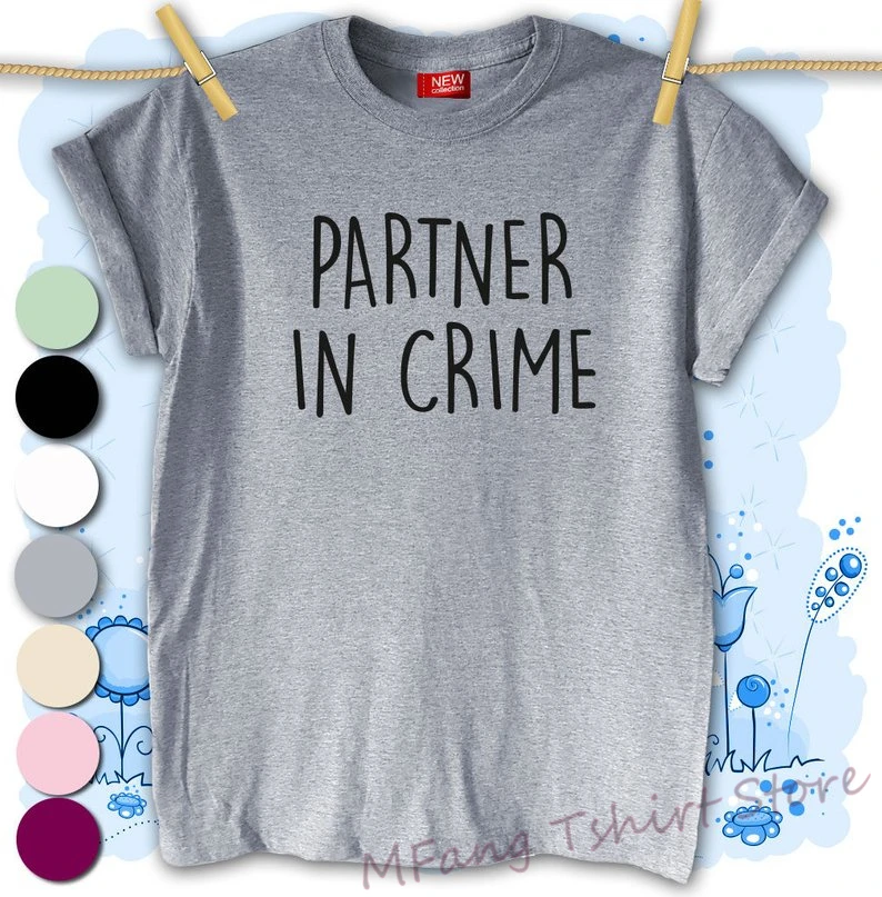 Partner In Crime Best Friends T shirt Top Unisex Men Funny Gift Present 100% cotton funny print tshirt men women shirts
Partner In Crime Best Friends T shirt Top Unisex Men Funny Gift Present 100% cotton funny print tshirt men women shirts