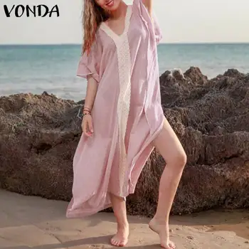 Bohemian Women Long Dress VONDA 2020 Summer Sexy V Neck Lace Crochet Maxi Dress Beach Sundress Casual Loose Vestidos Plus Size
Bohemian Women Long Dress VONDA 2020 Summer Sexy V Neck Lace Crochet Maxi Dress Beach Sundress Casual Loose Vestidos Plus Size