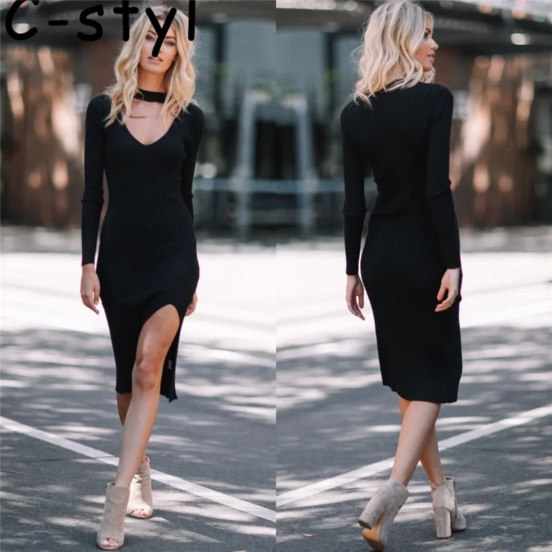 Elegant Gray Sleeveless Knitted Casual Dress Women Evening Party Bodycon Girls Ladies Autumn Long Sexy Pencil Vestidos |