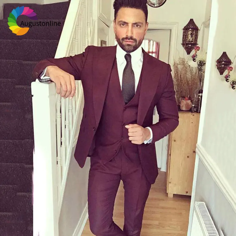 Burgundy Mens Wedding Suits 3 Pieces Jacket Pants Double Breasted Vest Custom Made Best Man Blazers Suit Slim Fit Groom Tuxedos
Burgundy Mens Wedding Suits 3 Pieces Jacket Pants Double Breasted Vest Custom Made Best Man Blazers Suit Slim Fit Groom Tuxedos