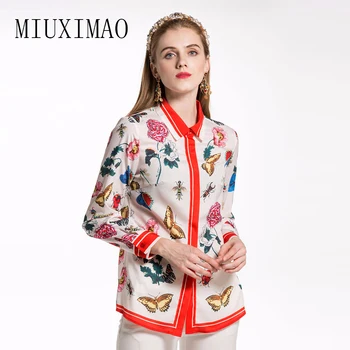 Europe Fashion 2018 Spring & Summer New Arrival Turn-down Collar Full Sleeve Flowers Butterflies Pattern Print Blouse Women
Europe Fashion 2018 Spring & Summer New Arrival Turn-down Collar Full Sleeve Flowers Butterflies Pattern Print Blouse Women