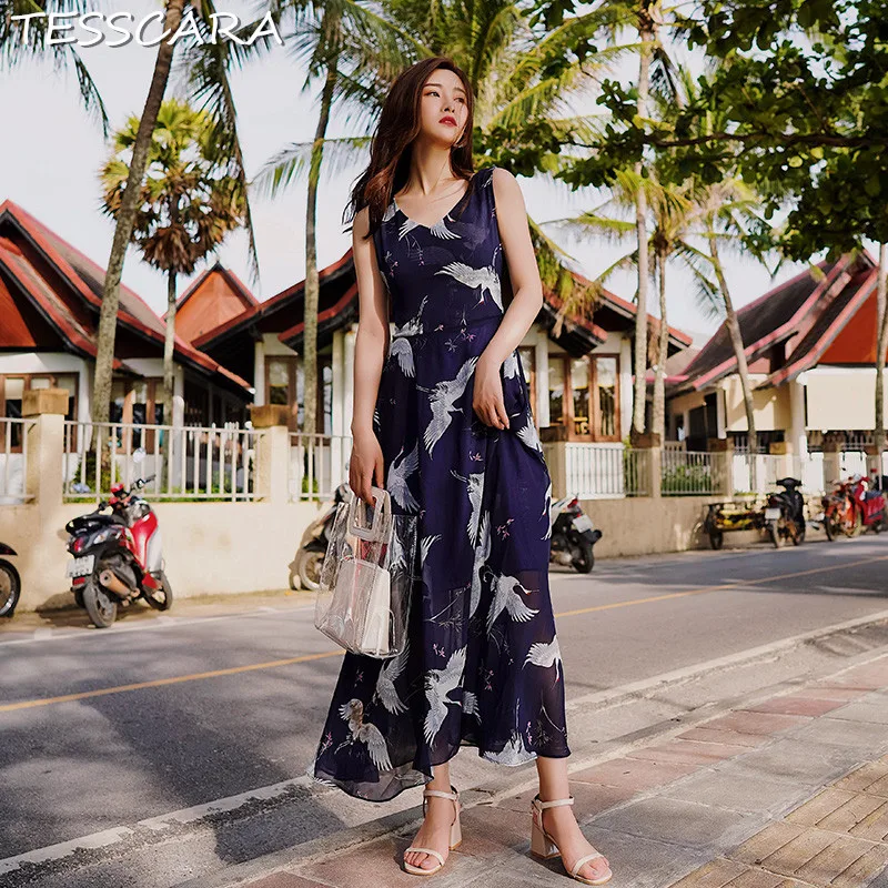 TESSCARA Women Summer Style Long Maxi Dress Festa Female Holiday Chiffon Beach Robe Femme Vintage Print Designer Party Vestidos
TESSCARA Women Summer Style Long Maxi Dress Festa Female Holiday Chiffon Beach Robe Femme Vintage Print Designer Party Vestidos