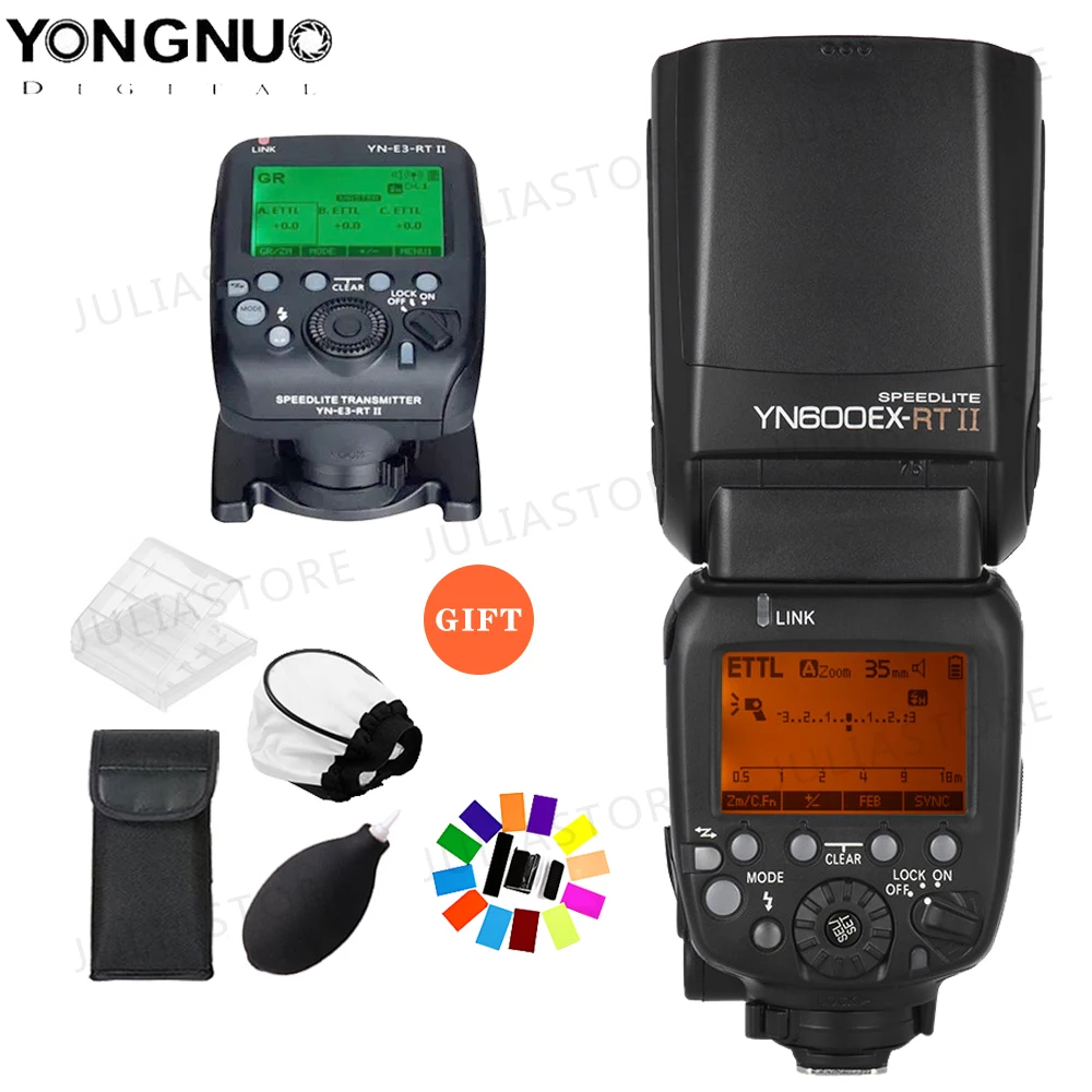 

YONGNUO YN600EX-RT II Auto TTL HSS Flash Speedlite + YN-E3-RT II Controller Trigger for Canon 5D3 5D2 7D Mark II 6D 70D 60D etc