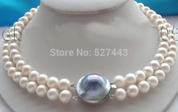 Wholesale fast 19" Double Natural 8.5-9.5mm White Round Pearl Necklace Mabe 925sc
Wholesale fast 19" Double Natural 8.5-9.5mm White Round Pearl Necklace Mabe 925sc