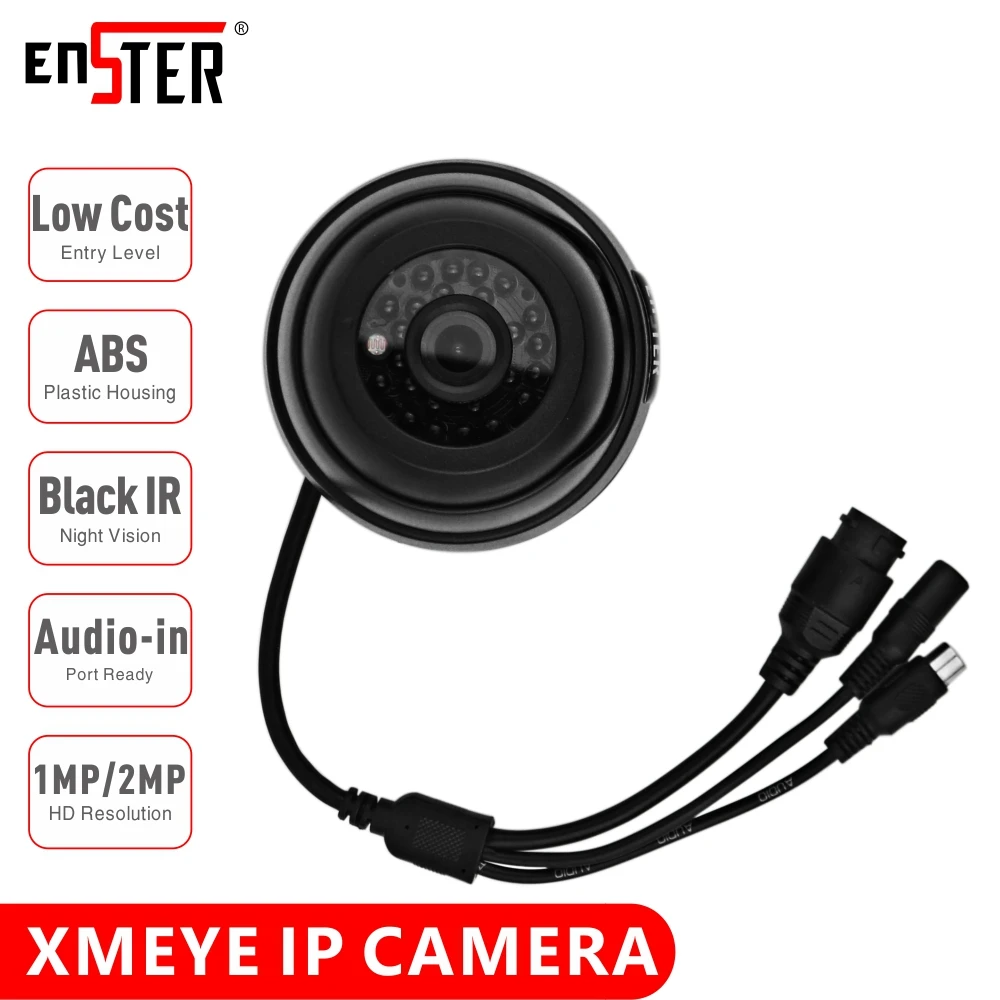 ENSTER 1MP/2MP/5MP Indoor Dome Onvif IP Camera with Black IR LED and Audio-in Port XMEYE Phone APP, without DC Power
ENSTER 1MP/2MP/5MP Indoor Dome Onvif IP Camera with Black IR LED and Audio-in Port XMEYE Phone APP, without DC Power