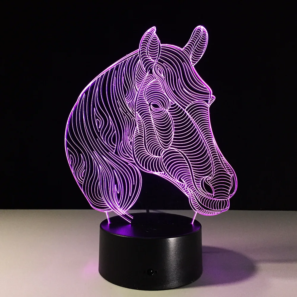 Horse Head 3D Stereo Vision Lamp Acrylic 7 Colors Changing USB Bedroom Bedside Night light Creative Sleep Desk lamp deco maison
Horse Head 3D Stereo Vision Lamp Acrylic 7 Colors Changing USB Bedroom Bedside Night light Creative Sleep Desk lamp deco maison