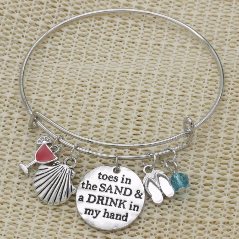 Fashion adjustable bracelet crystal Jewelry Toes in the SAND & a DRINK in my hand coke cup sea shell slipper pendant Bangle B184
Fashion adjustable bracelet crystal Jewelry Toes in the SAND & a DRINK in my hand coke cup sea shell slipper pendant Bangle B184
