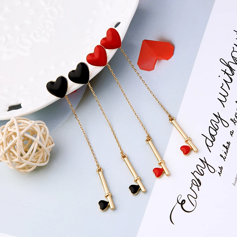 Long New Arrival Earring Romantic Cute Red/Black Enamel Heart Earring For Women Wholesale Date Gift Earring Handmade Jewelry
Long New Arrival Earring Romantic Cute Red/Black Enamel Heart Earring For Women Wholesale Date Gift Earring Handmade Jewelry