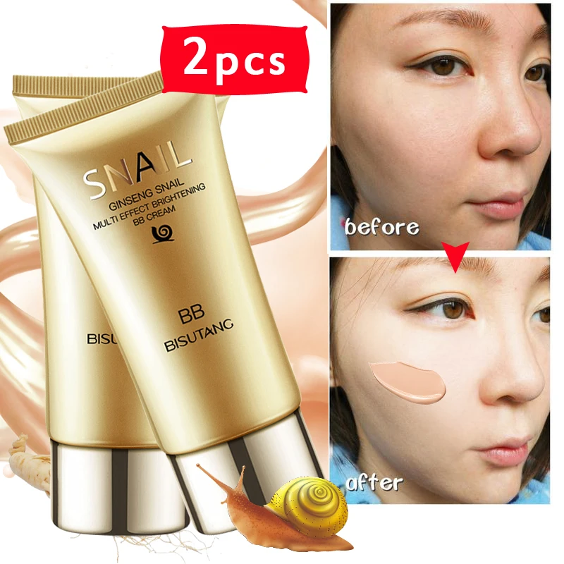 2 Pcs Snail Ginseng Brightening BB Cream Face Care Natural Pore Cover Whitening Makeup Moisturizing Foundation Sun Block Lasting
2 Pcs Snail Ginseng Brightening BB Cream Face Care Natural Pore Cover Whitening Makeup Moisturizing Foundation Sun Block Lasting