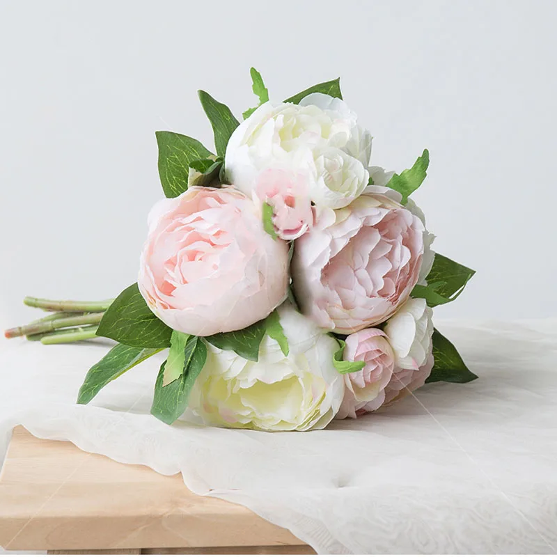 artificial flowers peony wedding flowers bridal bouquet (49)